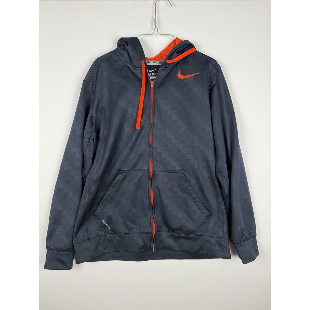 Nike Therma-Fit Mens Blue and Orange Hooded Sweat Jacket Size Large‎